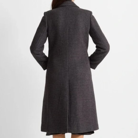 Club Monaco Jemma Wool Coat winter grey black mid wrap double button NWT sz XS - Picture 2 of 2
